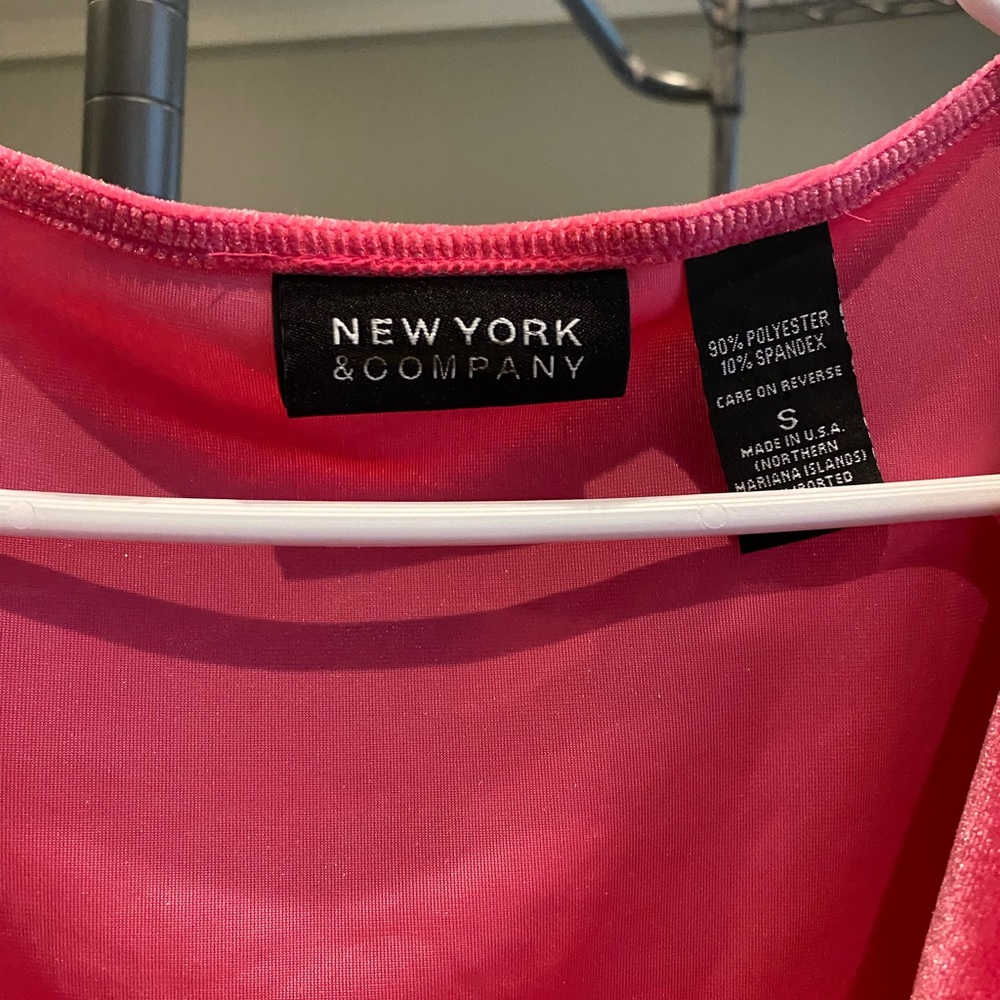 Vintage New York and Company pink velvet long sleeved shirt